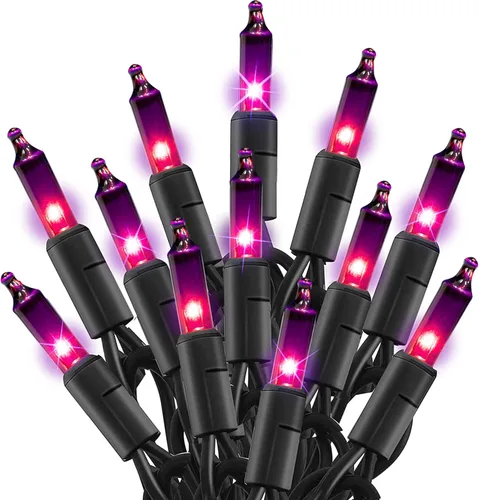 Vista 24 de TW SHINE Mini cadena de luces de Navidad, 20 pies, 100 unidades, incandescentes, mini luces de árbol de Navidad, impermeables, para exteriores, Rojo