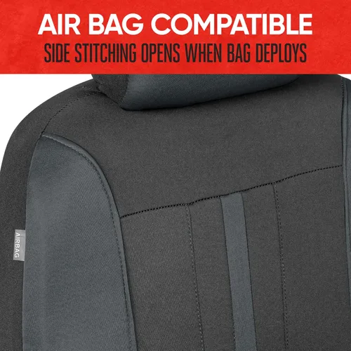 Vista 5 de Motor Trend Black & Gray Car Seat Covers Full Set – Front Seat Covers & Rear Bench Seat Cover – Airbag Compatible, 60/40 Split Bench for Smaller