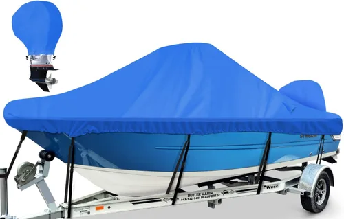 Vista 10 de Cubierta impermeable para consola central de barco de 16 a 18 pies, lona de poliéster de grado marino 1300D resistente de 16 pies 17 pies y 18 pies