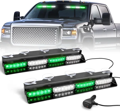 Vista 16 de HLauto Luces estroboscópicas de emergencia 6Z4J: luces de seguridad blancas ámbar de 2 x 16.8 pulgadas, 48 luces LED intermitentes de advertencia