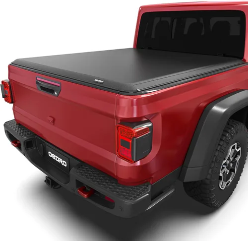 Vista 10 de oEdRo - Funda plegable tres veces suave para cama de camioneta, compatible con Jeep Gladiator 2020-2026, Fleetside, cama de 5 pies