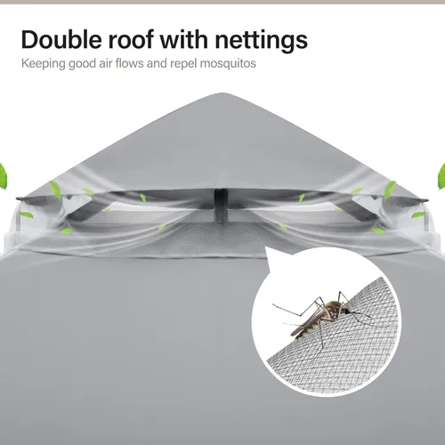 Vista 5 de LAUSAINT HOME Gazebo semipermanente de 8 x 8 pies con pernos de expansión, tienda de campaña resistente para exteriores con techo doble, mosquiteras