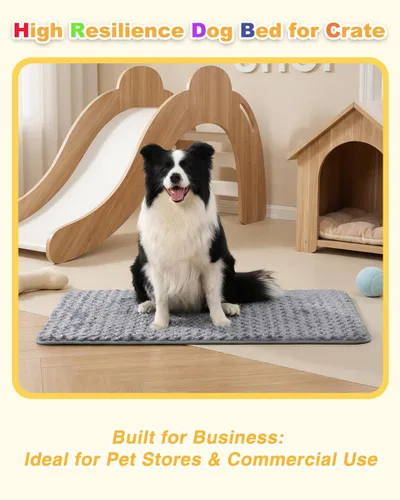 Vista 7 de Cama para perros pequeños para jaula de espuma de alta resistencia para perros medianos, lavable, antideslizante, 17 x 11 pulgadas, gris oscuro