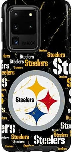 Vista 9 de Skinit Pro Phone Case Compatible with Galaxy S20 Ultra 5G - Officially Licensed NFL Pittsburgh Steelers Distressed Design