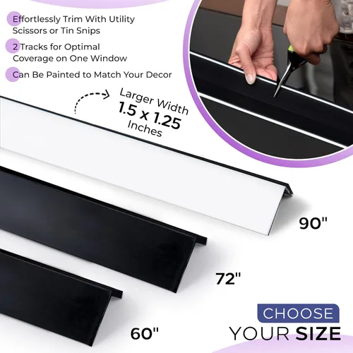 Vista 7 de Bloqueador de luz para ventana - Blanco 60" Juego de 2 (Removible) - Rieles laterales de oscurecimiento para persianas celulares y enrollables