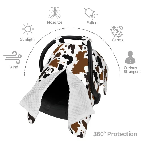 Vista 6 de Funda de asiento de coche con estampado de vaca, fundas de asiento de coche para bebé, cubierta de asiento de coche para niña, cubierta de lactancia