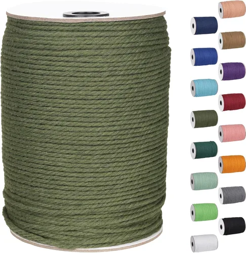 Vista 5 de NOANTA - Cuerda de macramé color verde aguacate, 2 mm x 220 yardas, cuerda de algodón colorido para colgar en la pared, ganchos de plantas