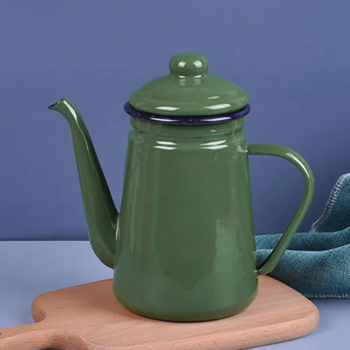 Vista 2 de Generic Hervidor de agua esmaltado grueso con asa, duradero, hervidor de café de 1.1 L, tetera para estufa para exteriores, hogar, cocina, té, verde