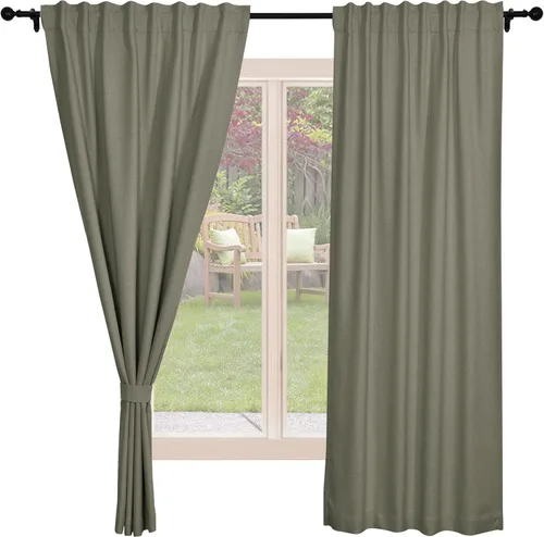 Vista 11 de Frelement Cortinas opacas de lino natural, paneles de cortinas con bolsillo para barra y pestaña trasera, para sala de estar, cortinas