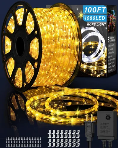 Vista 11 de Coroor Guirnalda de Luces para Exterior Impermeable de Navidad 100 pies 720 LED, Luces de Tubo Conectables Flexibles, Iluminación Decorativa