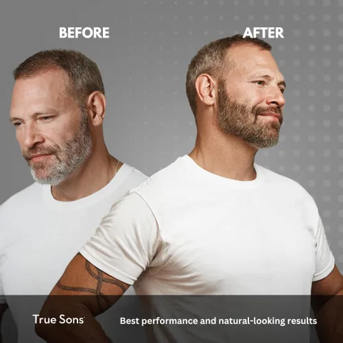 Vista 6 de True Sons Espuma de tinte para el cabello para hombres, aspecto natural, sin esfuerzo, kit de tinte multiusos con aplicador instantáneo