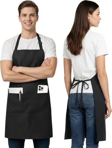 Vista 2 de Utopia Kitchen 1 Pack Bib Apron, Adjustable Cooking Apron with 2 Pockets, Water Resistant, Chef Kitchen Apron for Women Men