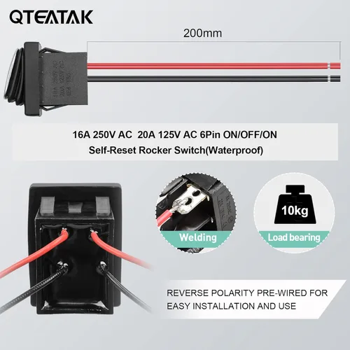 Vista 5 de QTEATAK interruptores DPST AC/DC 20A-125V, 16A-250V, 30A-24V, 35A-12V, IP66 impermeable encendido-apagado, relleno de pegamento impermeable
