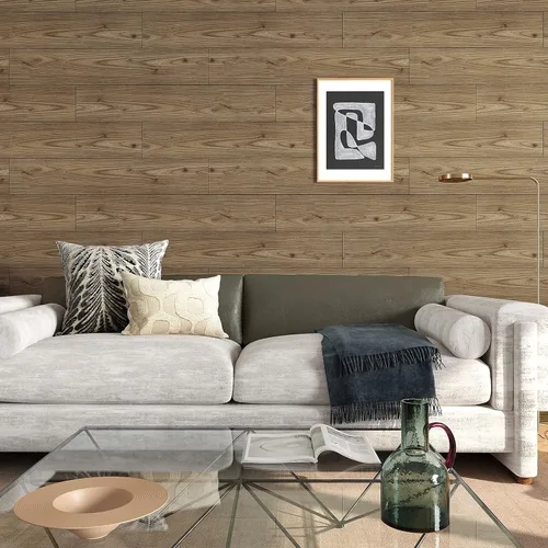 Vista 6 de VEELIKE Azulejos de vinilo de madera de roble marrón de 6 x 36 pulgadas, azulejos de vinilo para despegar y pegar, azulejos de vinilo impermeables