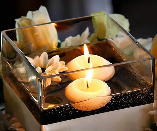 Vista 5 de Velas flotantes, velas clásicas sin perfume multicolor con 100 pétalos de rosa de seda, discos de velas de larga duración para bodas, aniversarios