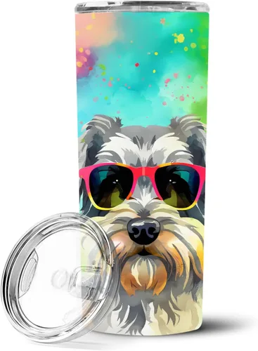 Vista 10 de Caroline's Treasures Siberian Husky Hippie Dawg - Vaso delgado de acero inoxidable al vacío de doble pared reutilizable, vaso aislado para café