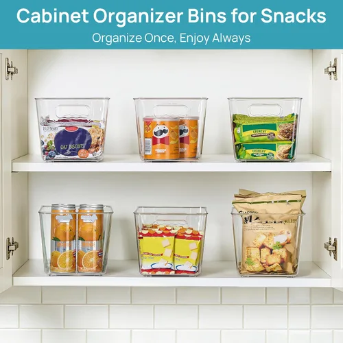 Vista 3 de Vtopmart Contenedores de Almacenamiento de Plástico Transparente, 6 PCS Contenedores Organizadores de Despensa con Asa para Refrigerador, Nevera