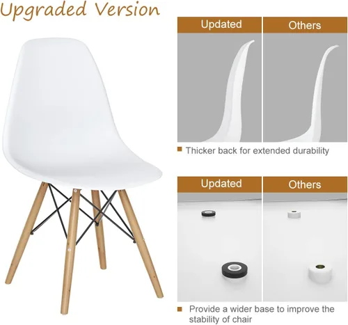 Vista 12 de GOFLAME DSW - Sillas de comedor, sillas de plástico con patas de madera, sillas sin brazos de estilo moderno para sala de estar, cocina, dormitorio