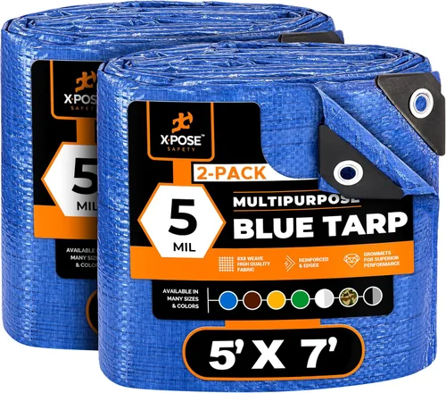 Vista 99 de Xpose Safety - Lona de polietileno ligera azul – Funda protectora multiusos, paño de goteo – duradero, impermeable, resistente a la intemperie