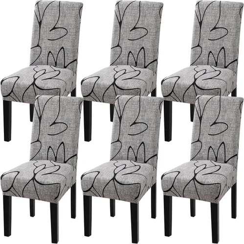 Vista 18 de Fuloon Paquete de 4 Fundas Protectoras para Asientos de Sillas de Comedor Súper Ajustadas Elásticas Extraíbles Lavables Cortas para Hotel, Comedor