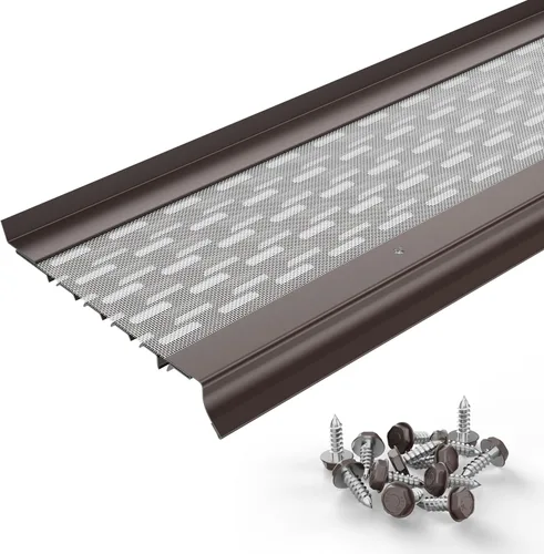 Vista 35 de Micromesh 5 pulgadas de protectores de canaleta con protección contra hojas, paquete de muestra de 1 pie, blanco, malla de acero inoxidable