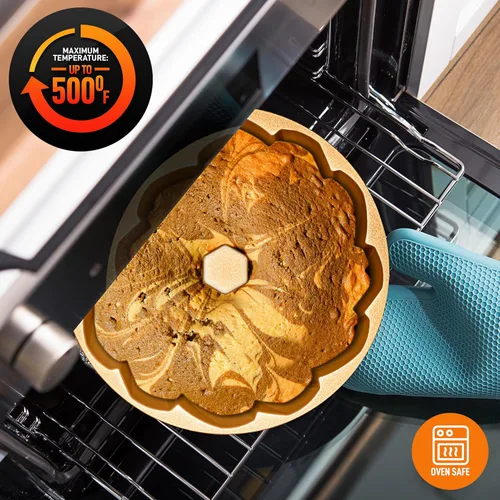 Vista 6 de NutriChef Molde para pasteles de 9 pulgadas, molde para hornear pasteles de aluminio fundido a presión pesado con 2 capas de revestimiento