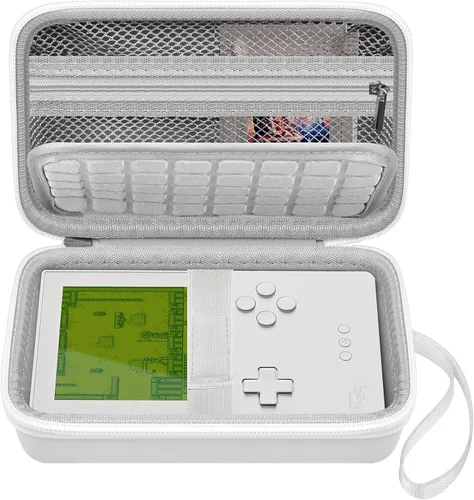 Vista 9 de Funda rígida compatible con consola de juegos portátil de bolsillo analógico, bolsa de almacenamiento portátil para tarjetas de videojuegos, cable