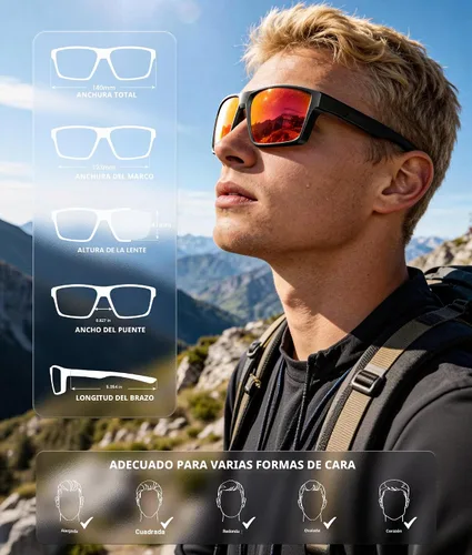 Vista 5 de KALIYADI Gafas de sol polarizadas para hombre y mujer: gafas de sol con UV400 para conducir, correr, ciclismo Negro + negro + negro