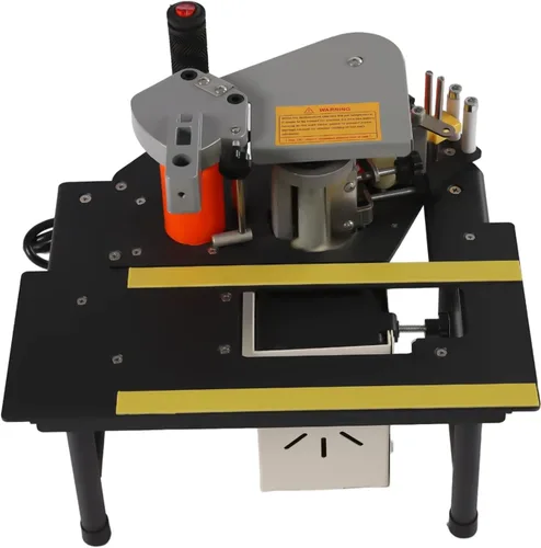 Vista 4 de Máquina de bandas de borde de 900 W, banda de borde de PVC/madera resistente con pegamento de doble cara, temperatura ajustable (248-356°F) y altura