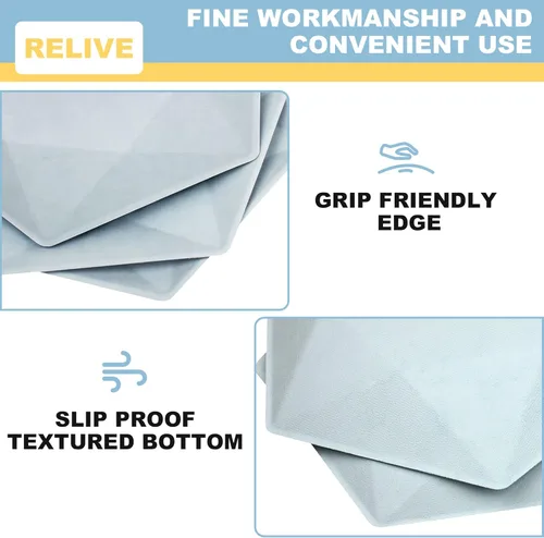 Vista 4 de Paquete de 30 platos de papel desechables de 8 pulgadas, platos de papel hexagonal azul, platos de postre 100% biodegradables para bodas
