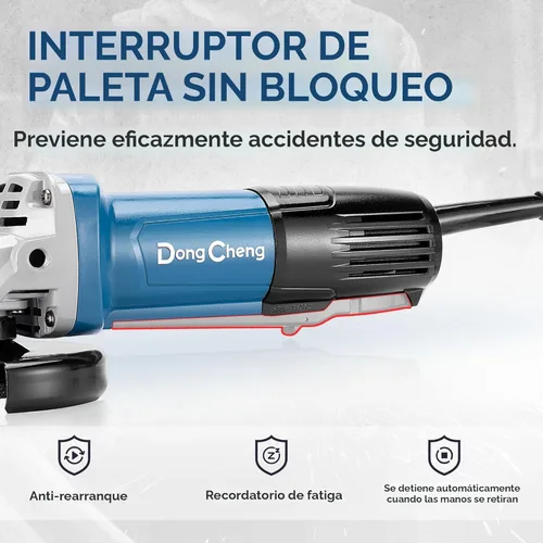 Vista 3 de DongCheng Amoladora Angular de 4-1/2 pulgadas 6.7-Amp Interruptor de Paleta 11800RPM Herramientas Eléctricas Amoladoras con Discos de Corte