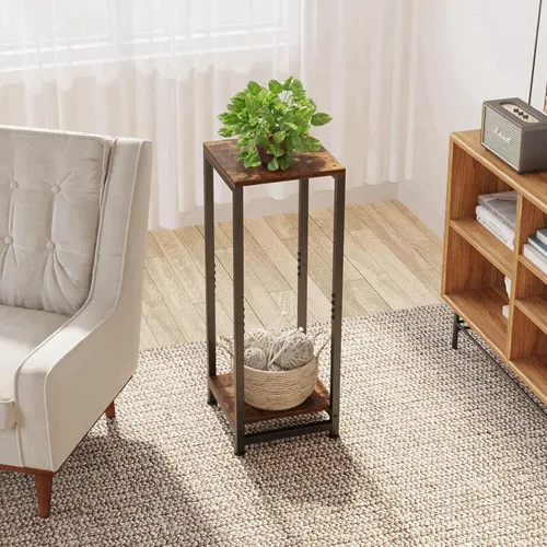 Vista 7 de VonDream Soportes altos para plantas de interior, soporte de pedestal de 2 niveles, soportes de esquina para plantas de interior múltiples, mesa