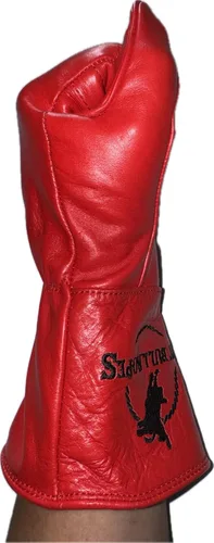Vista 5 de EPT Bull Ropes Bull Riding Glove Adult & Youth Left or Right Hand - Red & Black Leather Sz: 5.0-10.5