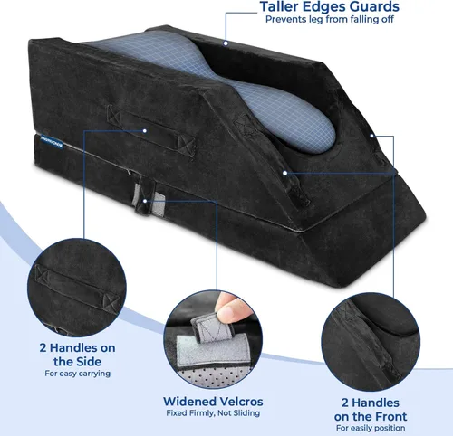 Vista 8 de KingPavonini Almohadas de elevación de piernas ajustables de 4 alturas para después de la cirugía con curva ergonómica, almohada de cuña de espuma