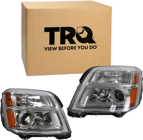 Vista 340 de TRQ Juego de Conjunto de Ensamble de Faros de 2 Piezas de Desempeño Halógeno con Marco Cromado Conductor y Lado del Pasajero Compatible con Mercedes