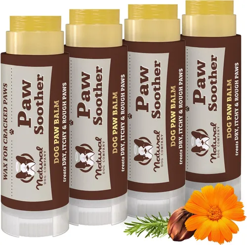 Vista 16 de Natural Dog Company PawTection Bálsamo en barra de 2 onzas, cera protectora para patas de perro con manteca de karité y caléndula, protege las patas