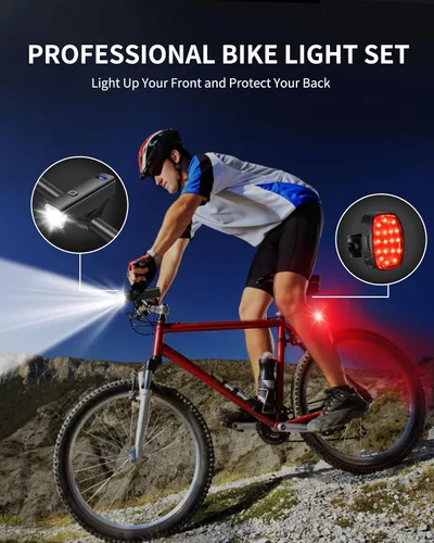 Vista 7 de DARKBEAM 6000LM Bike Headlight USB- C Rechargeable, High Lumen Super Bright Bike Light Set for Night Riding, 12+5 Modes Waterproof Bicycle Lights