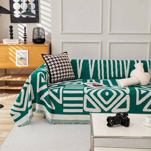 Vista 16 de VClife - Funda para sofá de 2 plazas o modular, de felpilla, lavable, apta para mascotas y perros, protectora, con borlas, azul, 71 x 118 pulgadas