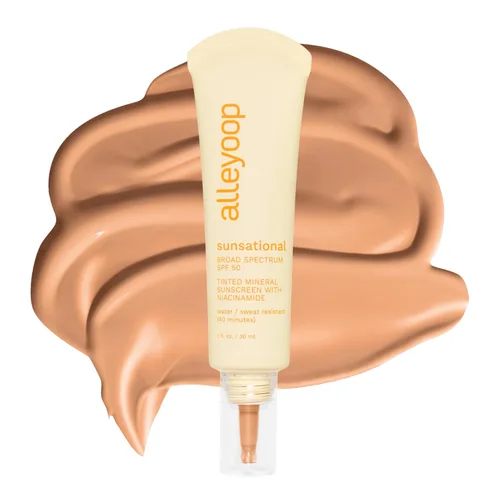 Vista 12 de Alleyoop Sunsational Crema hidratante teñida SPF 50 para rostro de amplio espectro – Protector solar facial 100% mineral con jojoba, protector solar
