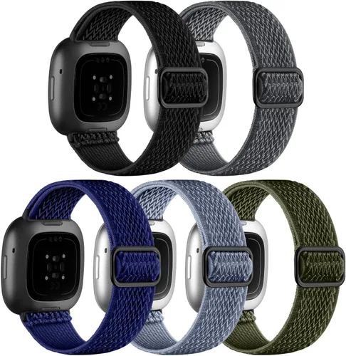 Vista 12 de Adorve Bandas elásticas de nailon compatibles con Fitbit Versa 3/Versa 4/Sense/Sense 2 para hombres y mujeres, banda deportiva elástica ajustable