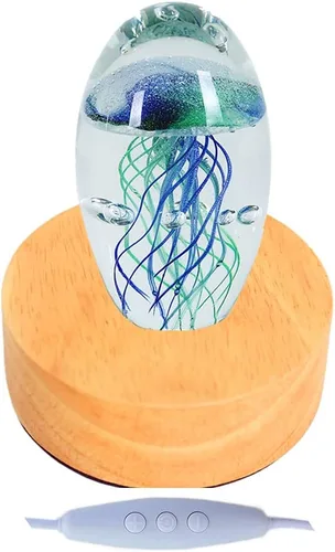 EUSTUMA Adorno de figura de medusa de vidrio soplado a mano, adorno de animales marinos para acuario de pecera, colección de animales marinos para