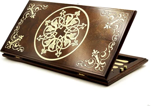 Vista 2 de WOODEN BACKGAMMON BOARD GAME Nardi Nardy checkers chess carving Engraving Ornament hand made gift wood, plywood table game