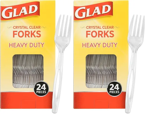 Vista 9 de Glad Tenedores de plástico transparente, 24 unidades Tenedores de plástico transparente resistentes para uso diario