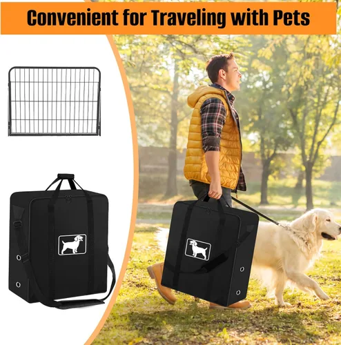 Vista 5 de Bolsa de almacenamiento para corralitos para perros, se adapta a 40 pulgadas de alto, 8 paneles y 9 estacas, bolsa de viaje para valla de perro