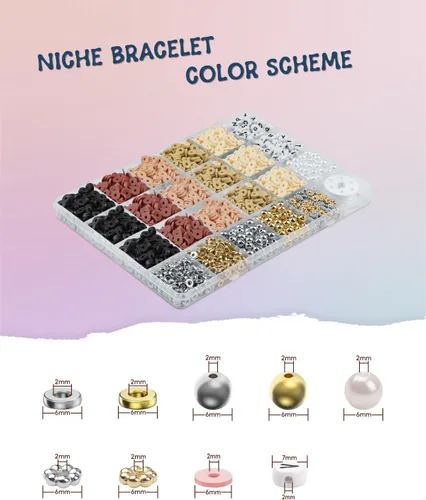 Vista 3 de Kit de fabricación de pulseras con letras de arcilla, cuentas doradas para hacer joyas, kit de pulseras de la amistad, manualidades y manualidades