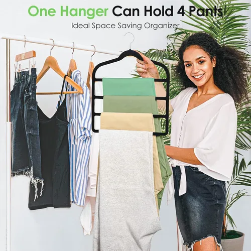 Vista 3 de 30 perchas de terciopelo negro + 6 perchas negras para pantalones