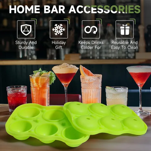 Vista 2 de Ice Cube Trays, Silicone Round Ice Ball Maker Mold, Big Whiskey Ice Ball Maker, Apples Ice Tray Mold for Cocktails, Bourbon, Freezer, Keep Drinks