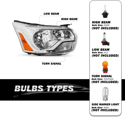 Vista 2 de SOCKIR Conjunto de faros delanteros de carcasa cromada para Ford Transit Van 150 250 350 HD de repuesto para Ford Transit Van 150 250 350 HD, lado