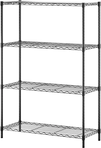 Vista 33 de BestOffice Estantes de almacenamiento de alambre de 5 niveles con ruedas 14x30x60 Cromo Estantes ajustables Estante de metal resistente