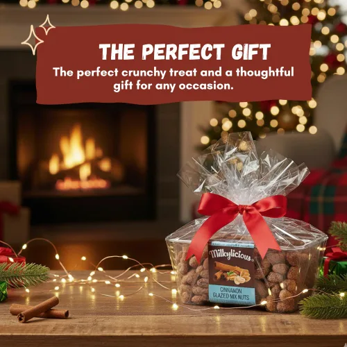 Vista 4 de Nueces mixtas glaseadas con canela tostadas a mano, nueces y anacardos Delicioso aperitivo crujiente dulce a base de plantas con un sabor